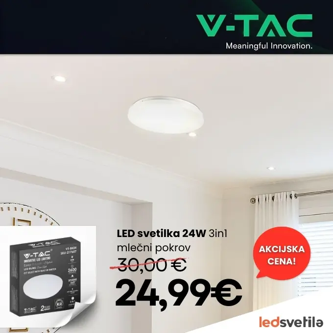 LED svetilka 24W 3in1 mlečni pokrov