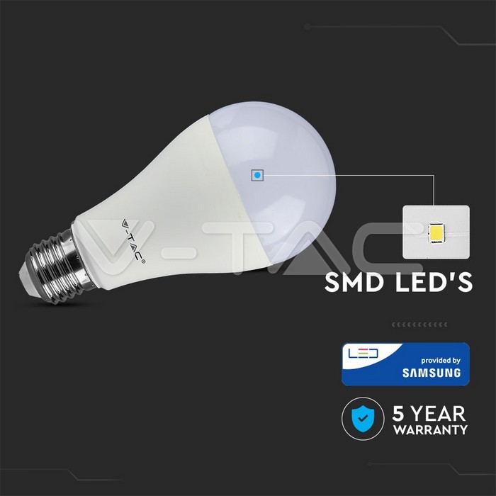 LED Bulb - SAMSUNG CHIP 12W E27 A++ A65 Plastic 3000K