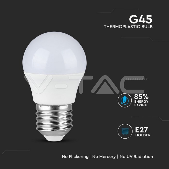 LED Bulb - SAMSUNG CHIP 4.5W E27 A++ G45 Plastic 4000K