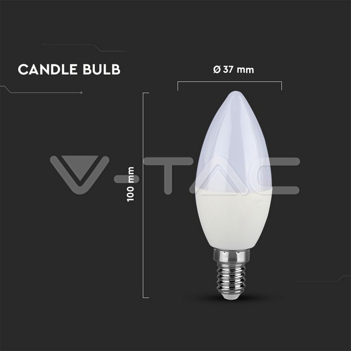 LED Bulb - SAMSUNG CHIP 4.5W E14 A++ Plastic Candle 6400K 