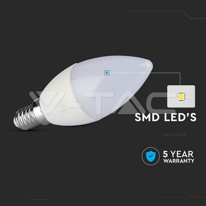 LED Bulb - SAMSUNG CHIP 5.5W E14 Plastic Dimmable Candle 4000K 