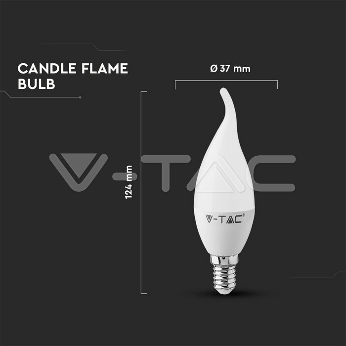LED Bulb - SAMSUNG CHIP 5.5W E14 Plastic Candle Flame 6400K