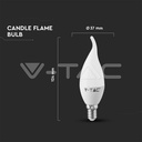 LED Bulb - SAMSUNG CHIP 5.5W E14 Plastic Candle Flame 6400K