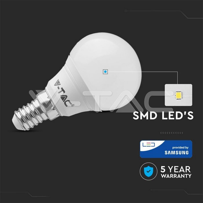 LED Bulb - SAMSUNG CHIP 4.5W E14 A++ P45 Plastic 3000K