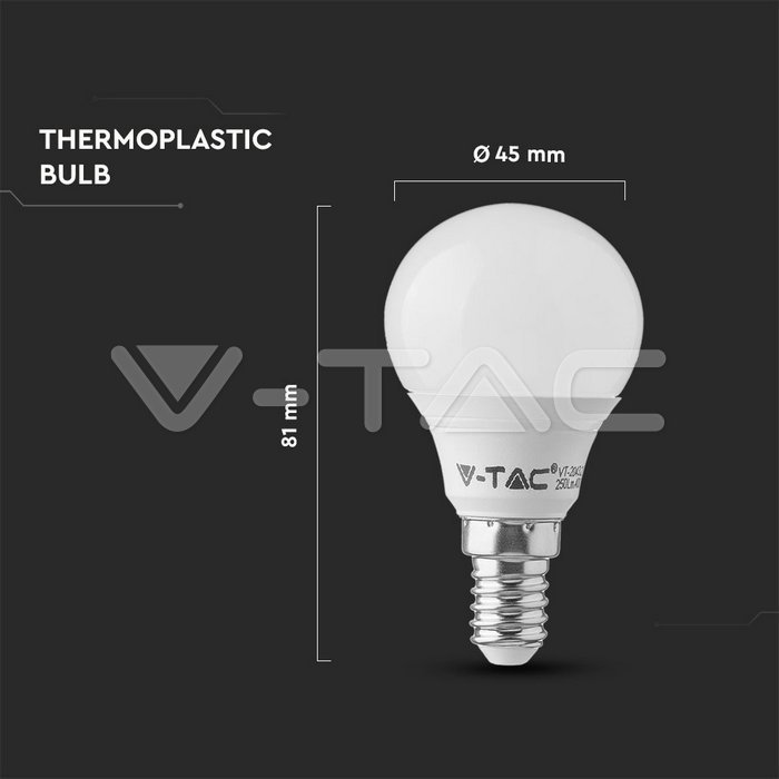 LED Bulb - SAMSUNG CHIP 4.5W E14 A++ P45 Plastic 3000K