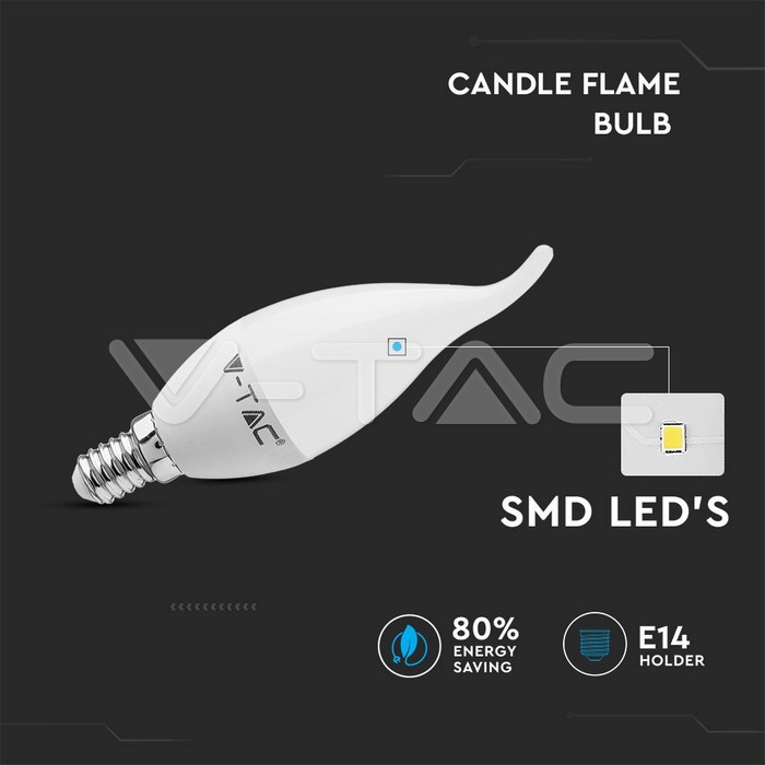 LED Bulb - 4W E14 Candle Flame 4500K                            