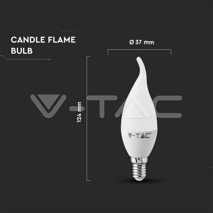 LED Bulb - 4W E14 Candle Flame 4500K                            