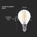 LED Bulb - 6W Filamen E14 P45 Clear Cover 3000K 