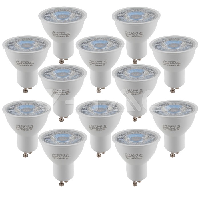 LED Spotlight SAMSUNG CHIP - GU10 5W White Plastic 3000K 12Pcs/Pack 