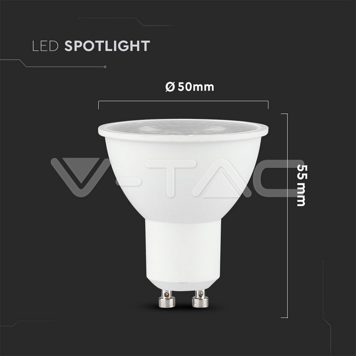 LED Spotlight SAMSUNG CHIP - GU10 5W White Plastic 3000K 12Pcs/Pack 