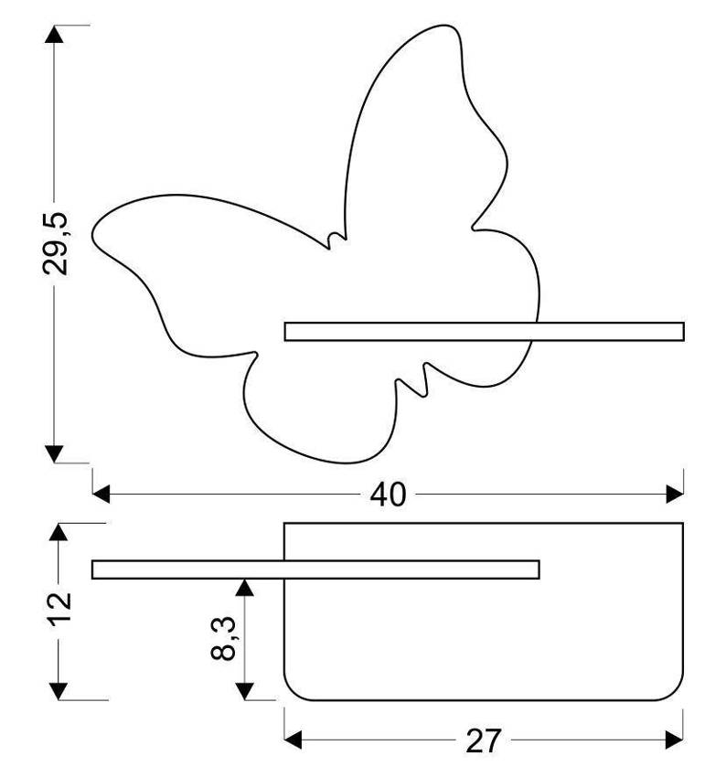 Kids wall lamp Butterfly with cable