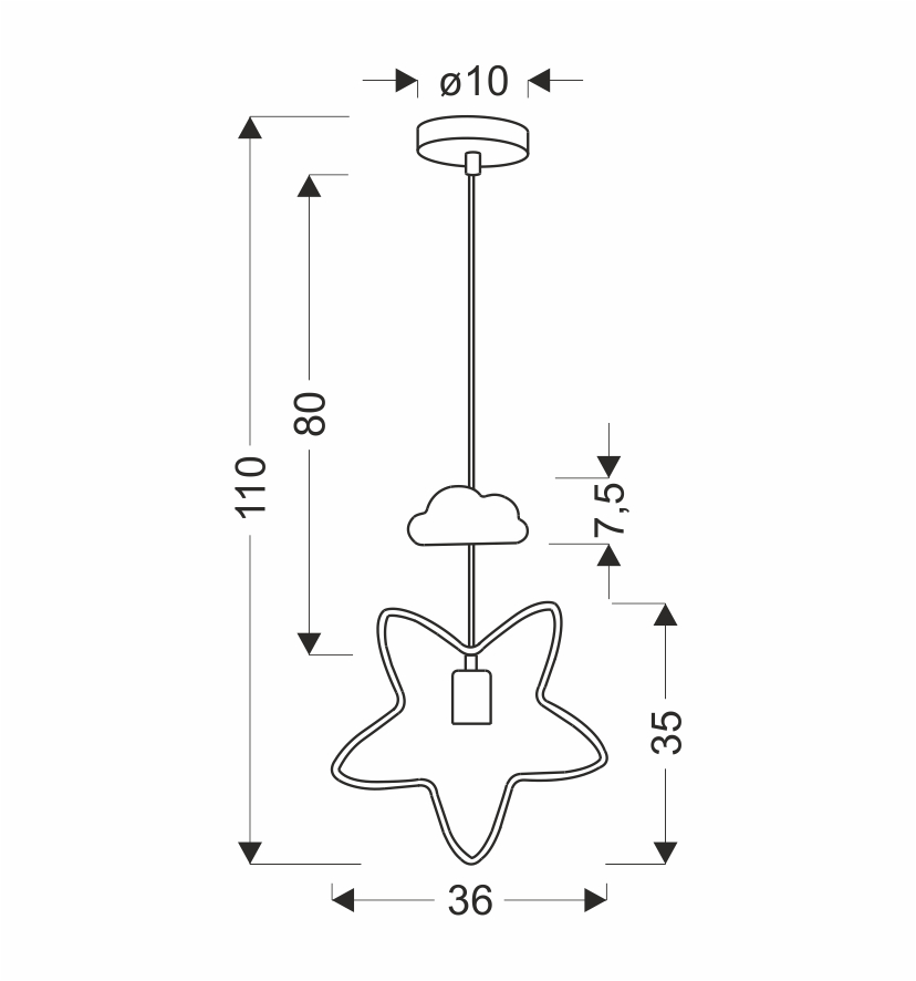 Kids pendant lamp Star & Cloud