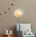 Kids wall lamp Moon with cable