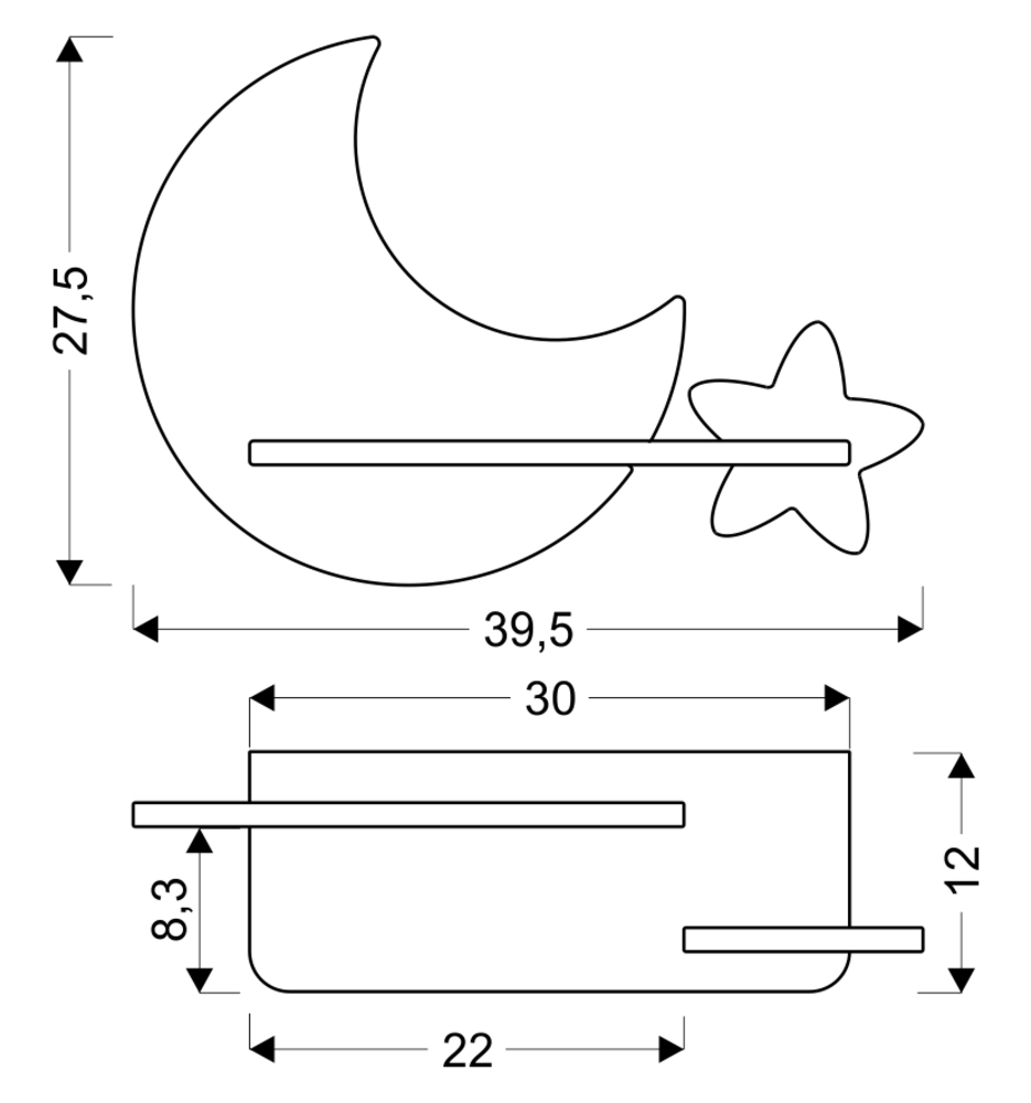 Kids wall lamp Moon with cable