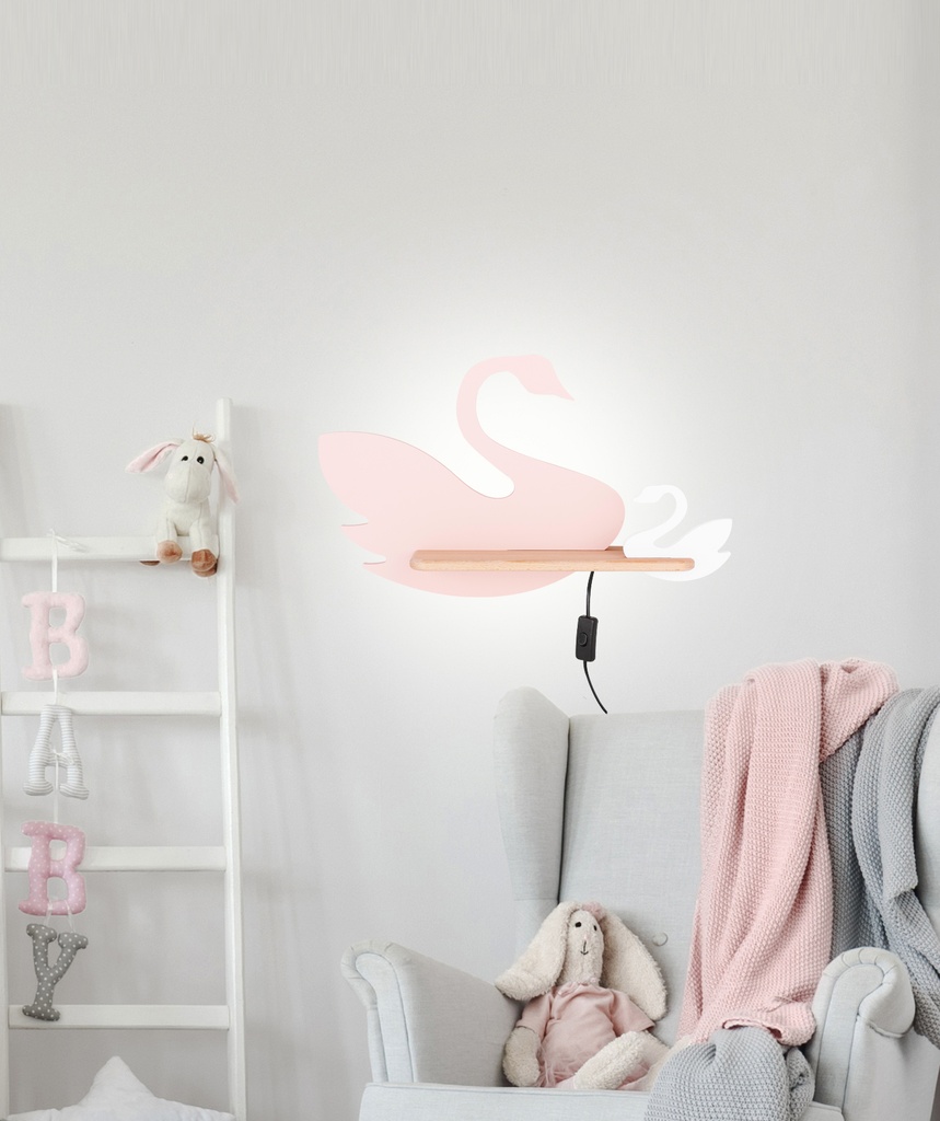 Kids wall lamp Swan with cable