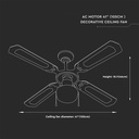 1*E27 LED Ceiling Fan 4 Blades 50W AC Motor 