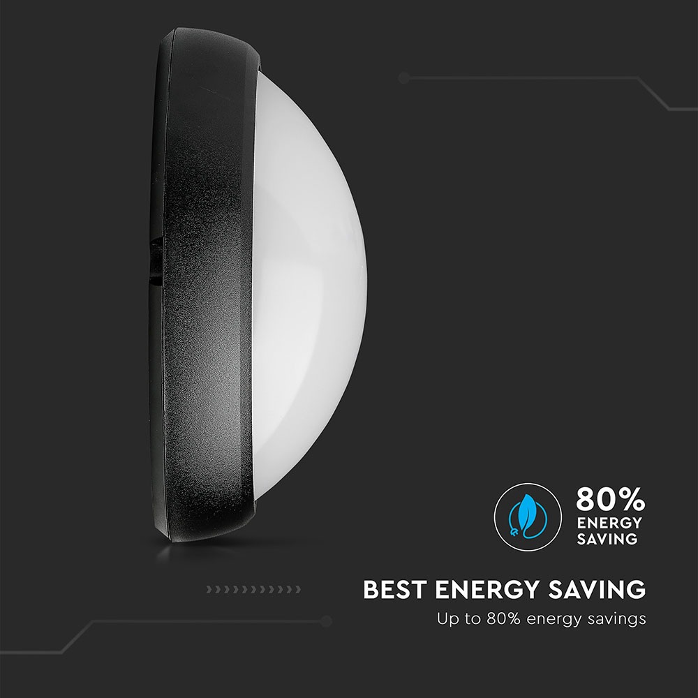 12W LED Full Oval Ceiling Lamp Black Body IP54 