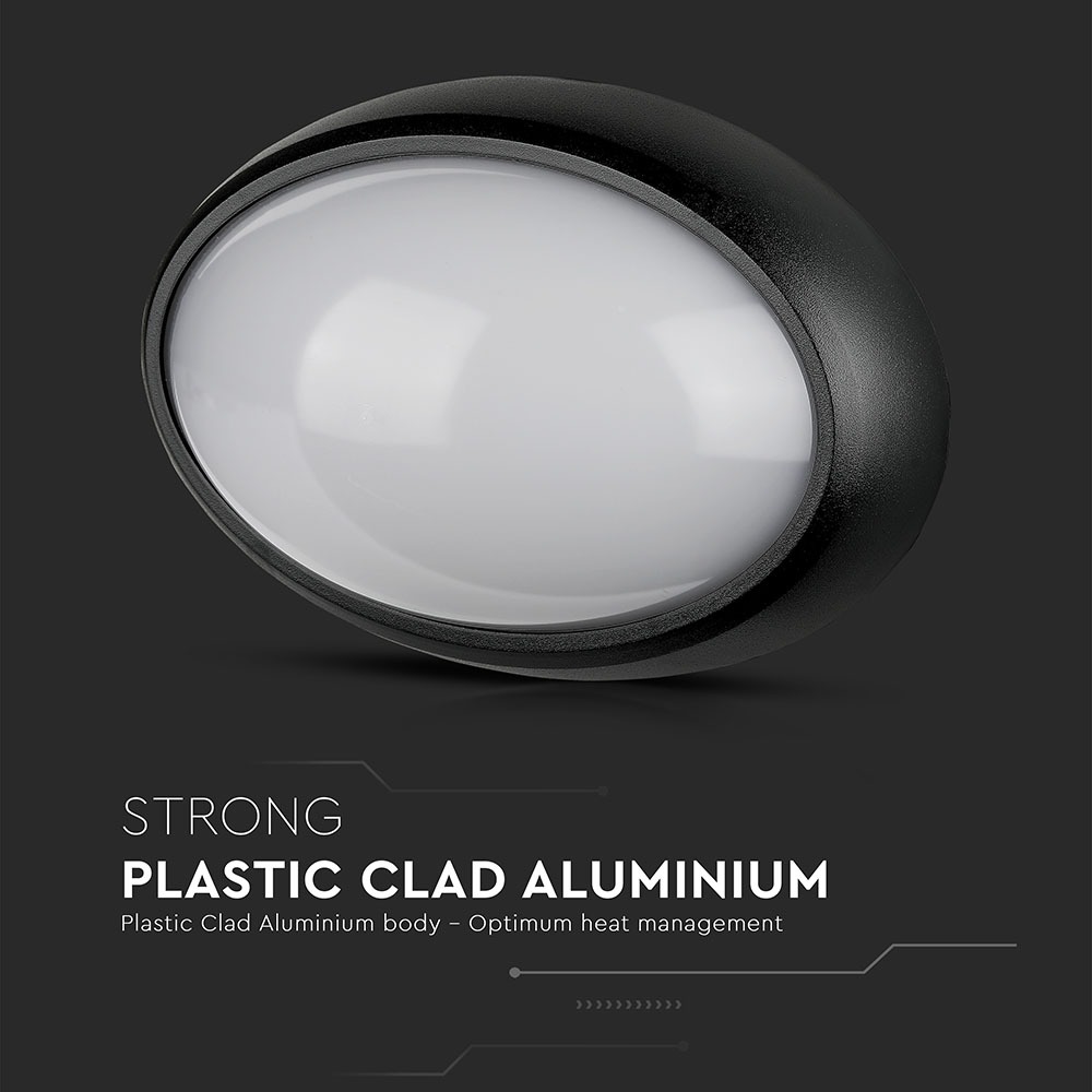 12W LED Full Oval Ceiling Lamp Black Body IP54 