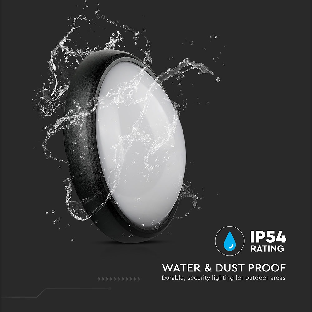 12W LED Full Oval Ceiling Lamp Black Body IP54 
