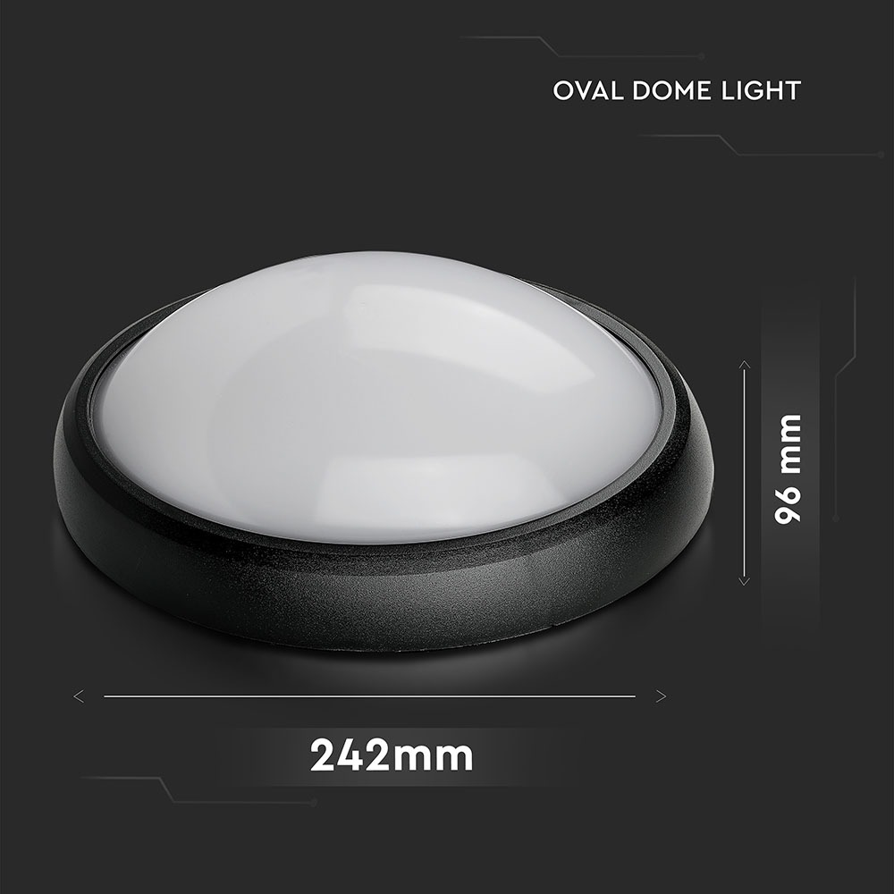 12W LED Full Oval Ceiling Lamp Black Body IP54 