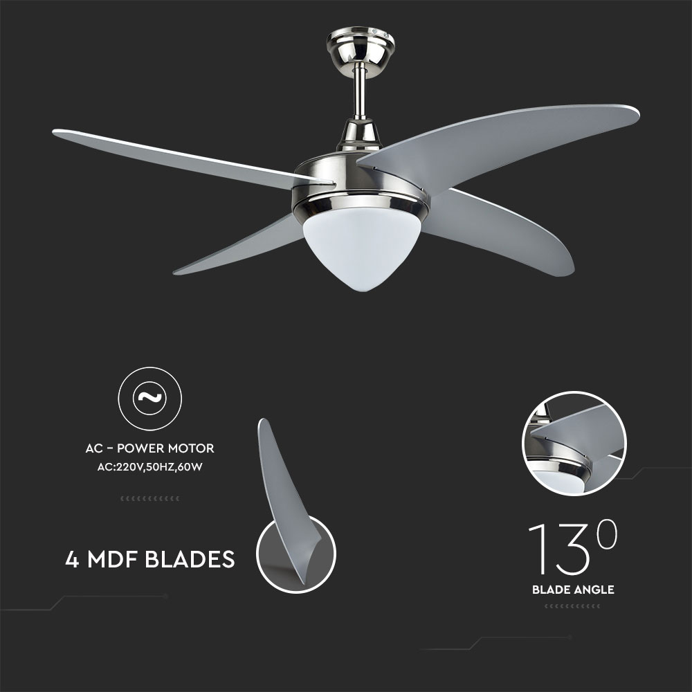 15W LED Ceiling Fan With Rf Kontrol 4 Blades 60W AC Motor 