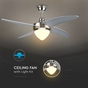 15W LED Ceiling Fan With Rf Kontrol 4 Blades 60W AC Motor 