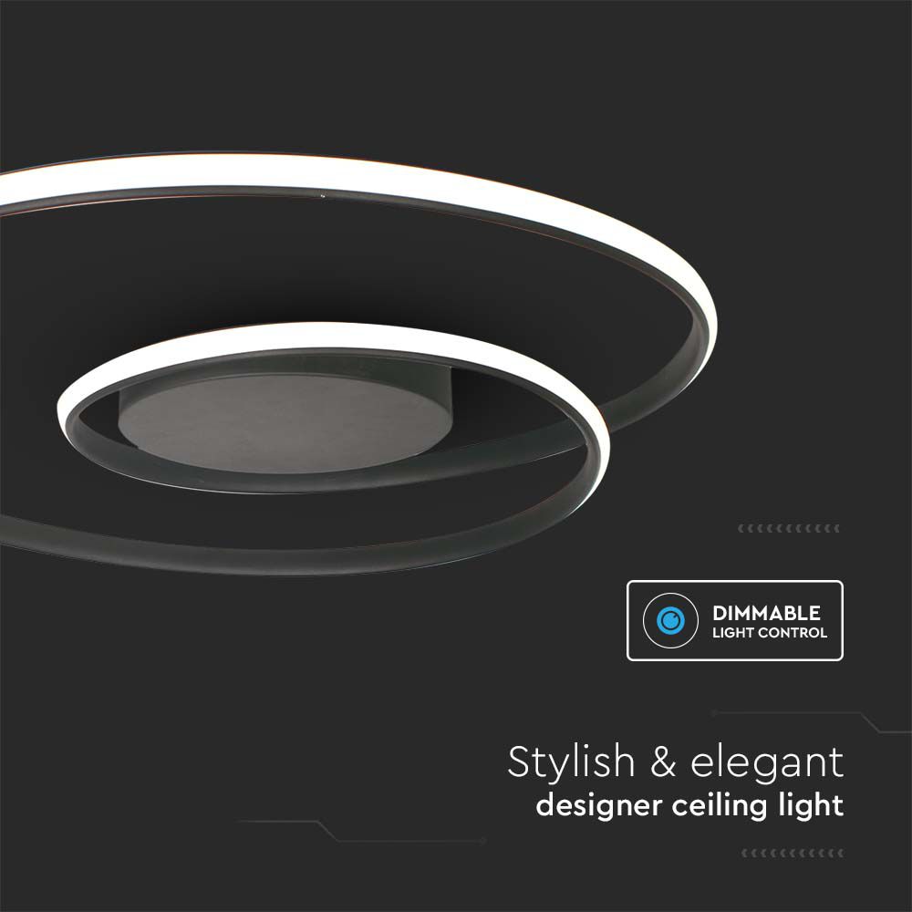 48W LED Designer Ceiling Light 600*50MM Triac Dimmable Black