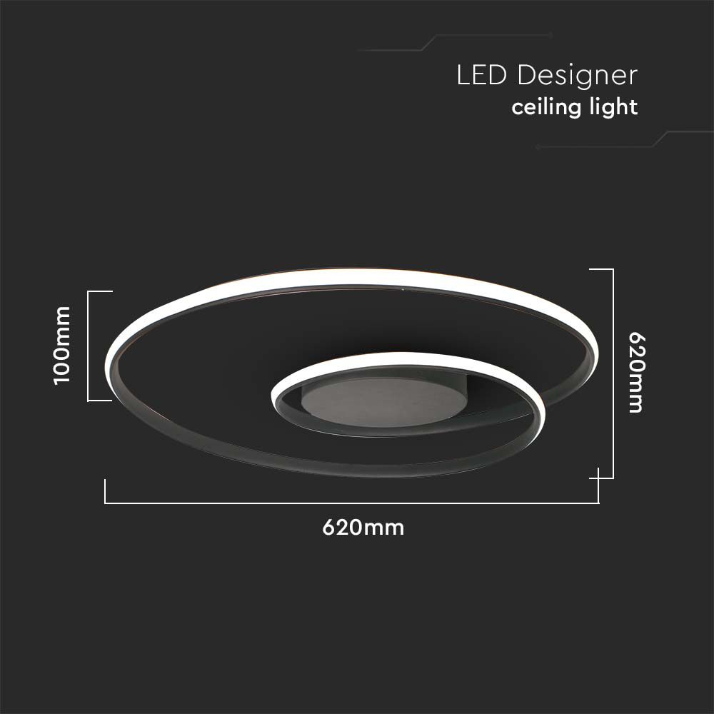 48W LED Designer Ceiling Light 600*50MM Triac Dimmable Black