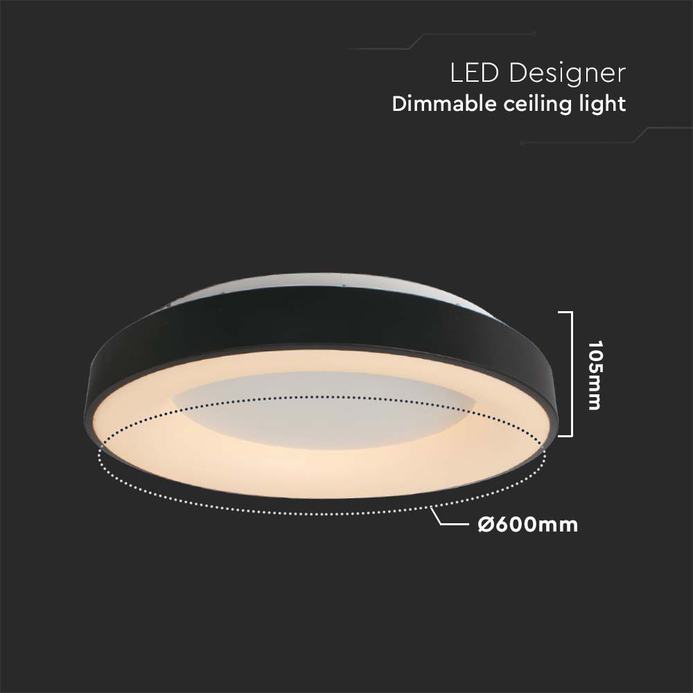 49W LED Decorative Ceiling Light 60*9CM Black Body 3000K