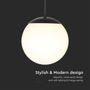 Ceiling Hanging Lamp 1*E27 Matt Black Opal Plastic C Ball