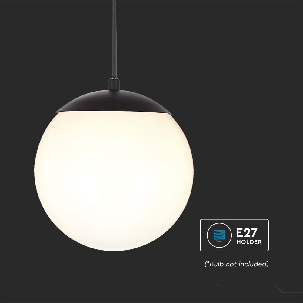 Ceiling Hanging Lamp 1*E27 Matt Black Opal Plastic C Ball