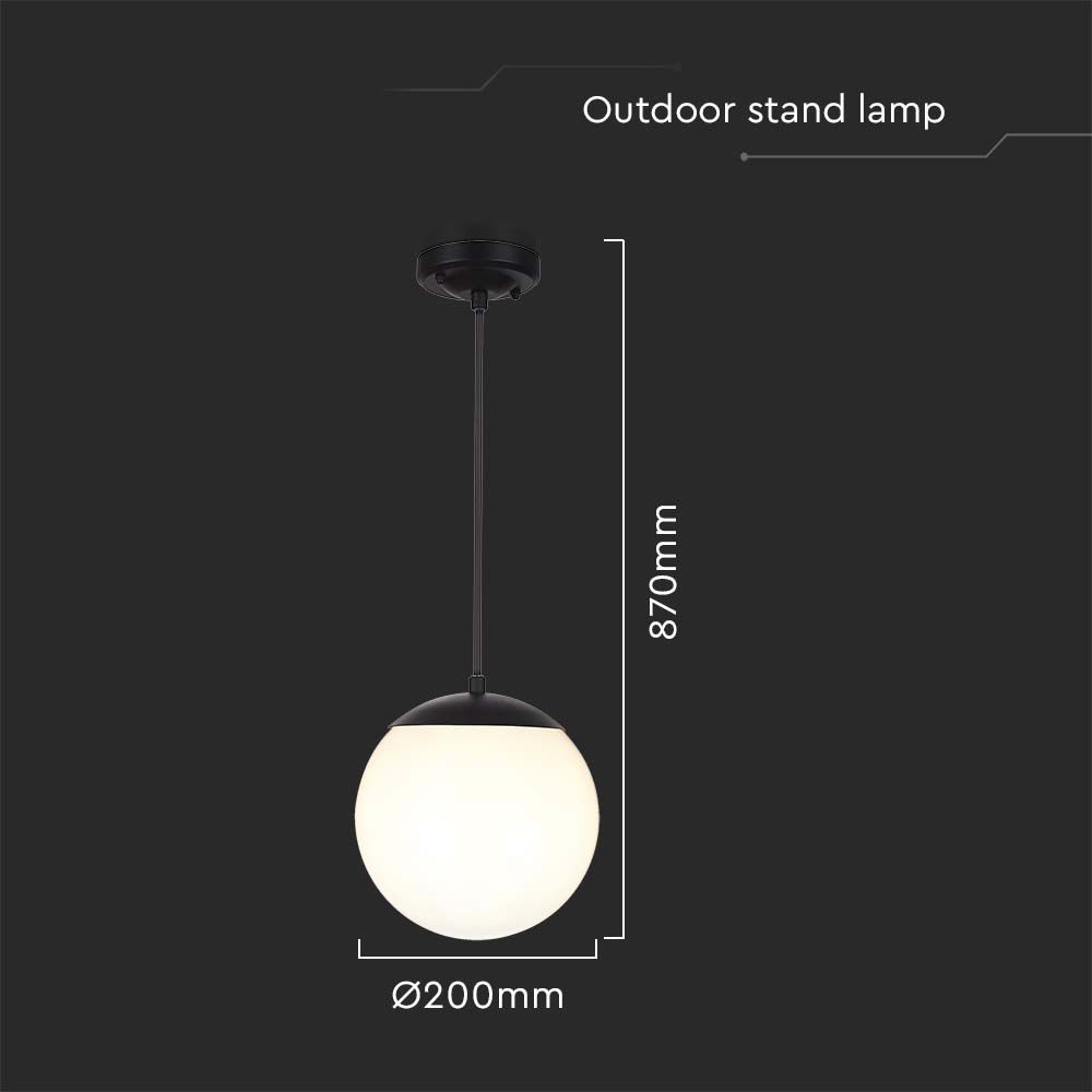 Ceiling Hanging Lamp 1*E27 Matt Black Opal Plastic C Ball