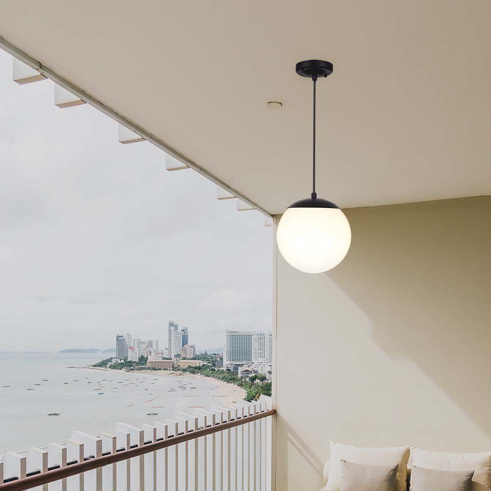 Ceiling Hanging Lamp 1*E27 Matt Black Opal Plastic C Ball