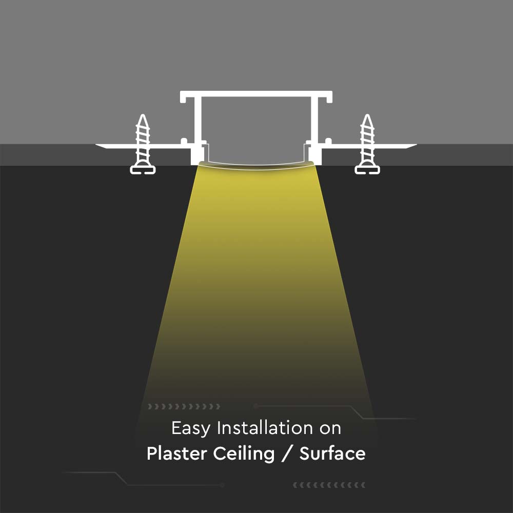 Led Strip Mounting Kit With Diffuser Aluminum Milky Gypsum Wide 2000MM 