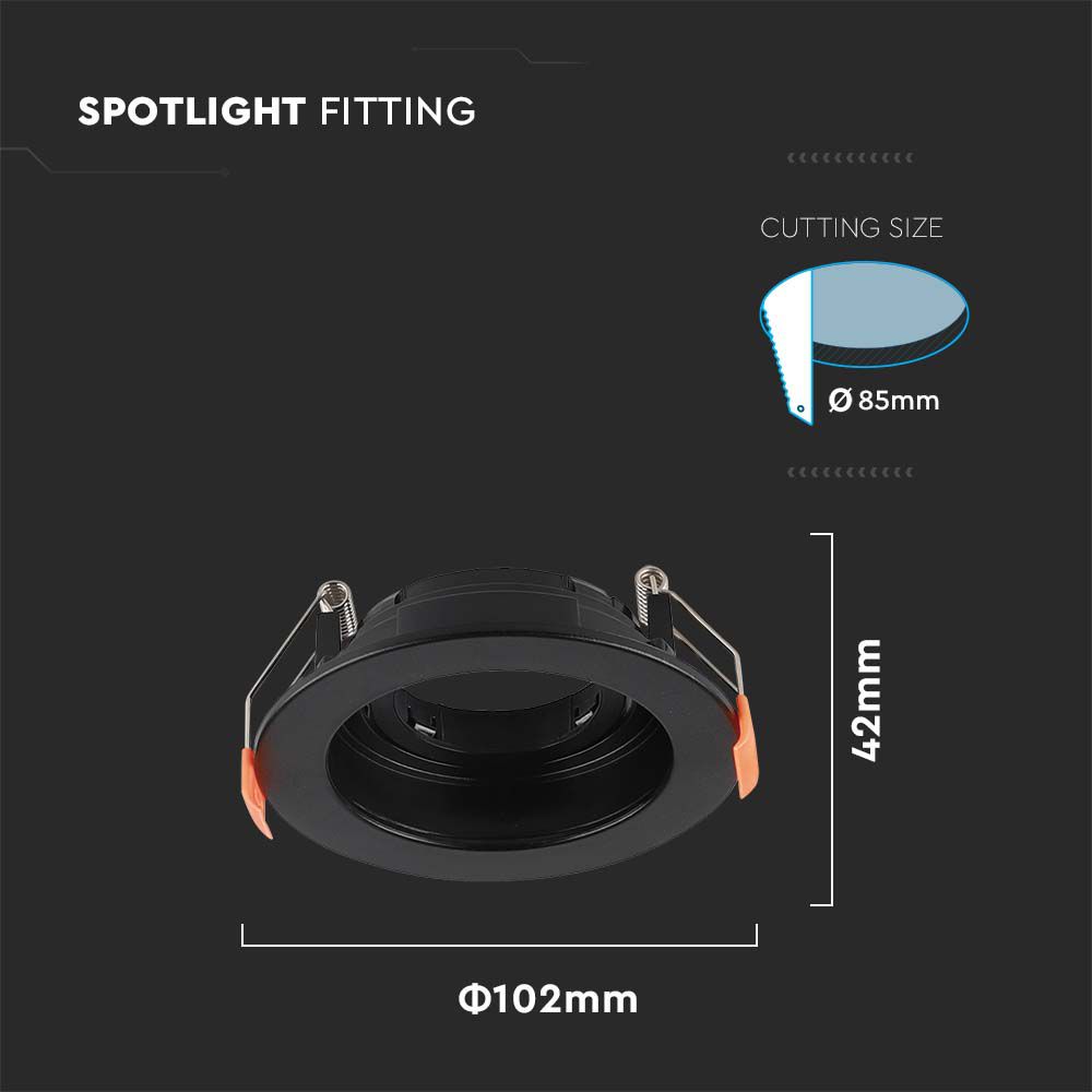 VT-934 GU10 Fitting Round Black