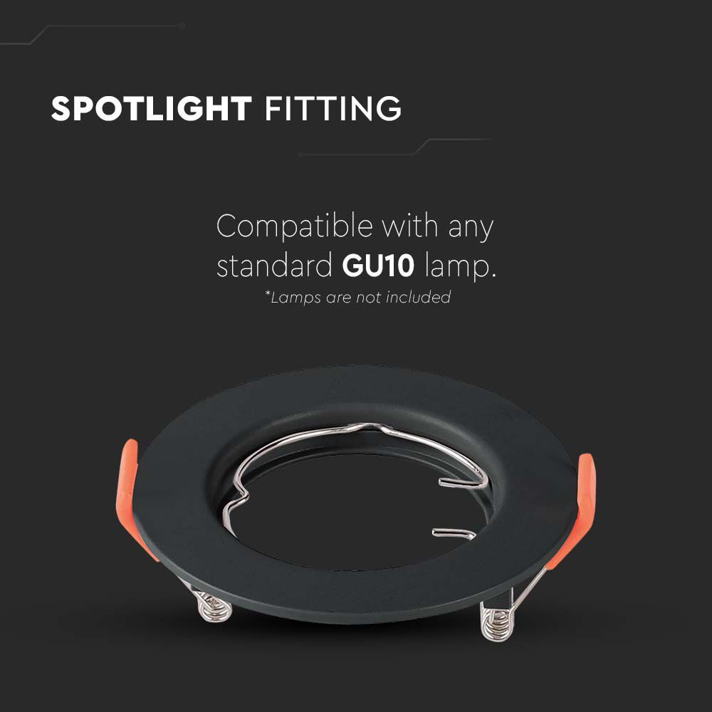 VT-929 GU10 Fitting Round Black 2 pcs