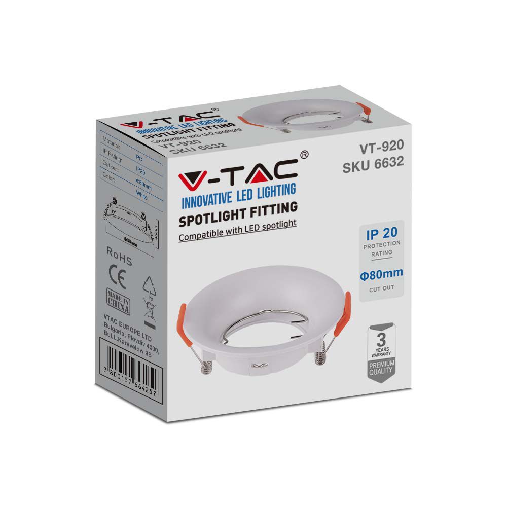 VT-920 GU10 Fitting Round White