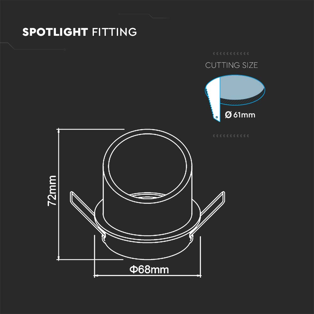 VT-974 GU10 Fitting Round Black