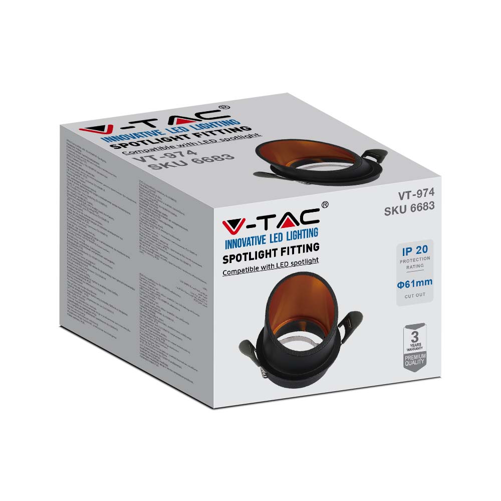 VT-974 GU10 Fitting Round Black