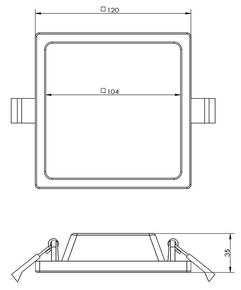 LED vgradna stropna svetilka Alya Eckig, 7 W, DIM, 2700 K, bela