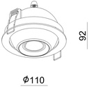 LED vgradna stropna svetilka Bellatrix, 9 W, 3000 K, črna