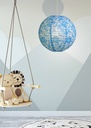 Pendant light Kokon paper ball blue flowers