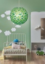 Pendant light Kokon paper ball with green leaves