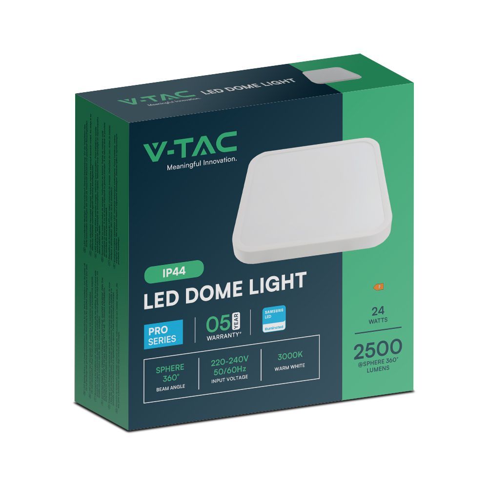 24W LED Dome Light SAMSUNG Chip 4000K Square White Frame
