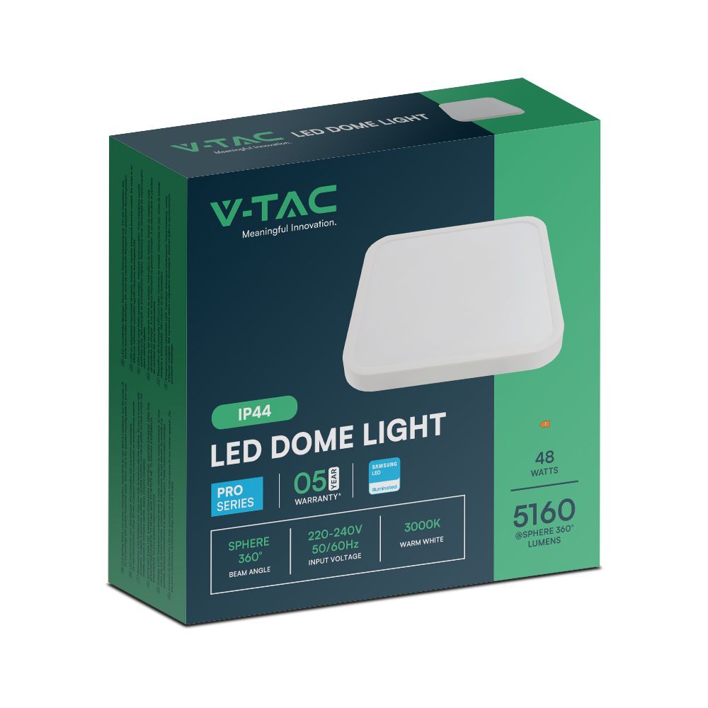 48W LED Dome Light SAMSUNG Chip 4000K Square White Frame IP44