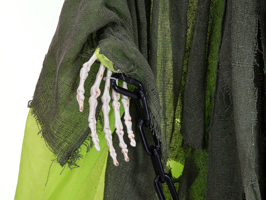 Skeleton with green cape - animated - 40 x 80 x 175 cm