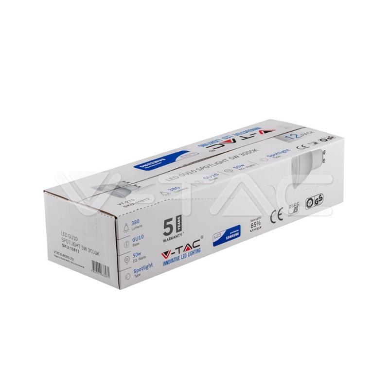 LED sijalka SAMSUNG čip - GU10 5W bela plastika 3000K - 12 kos