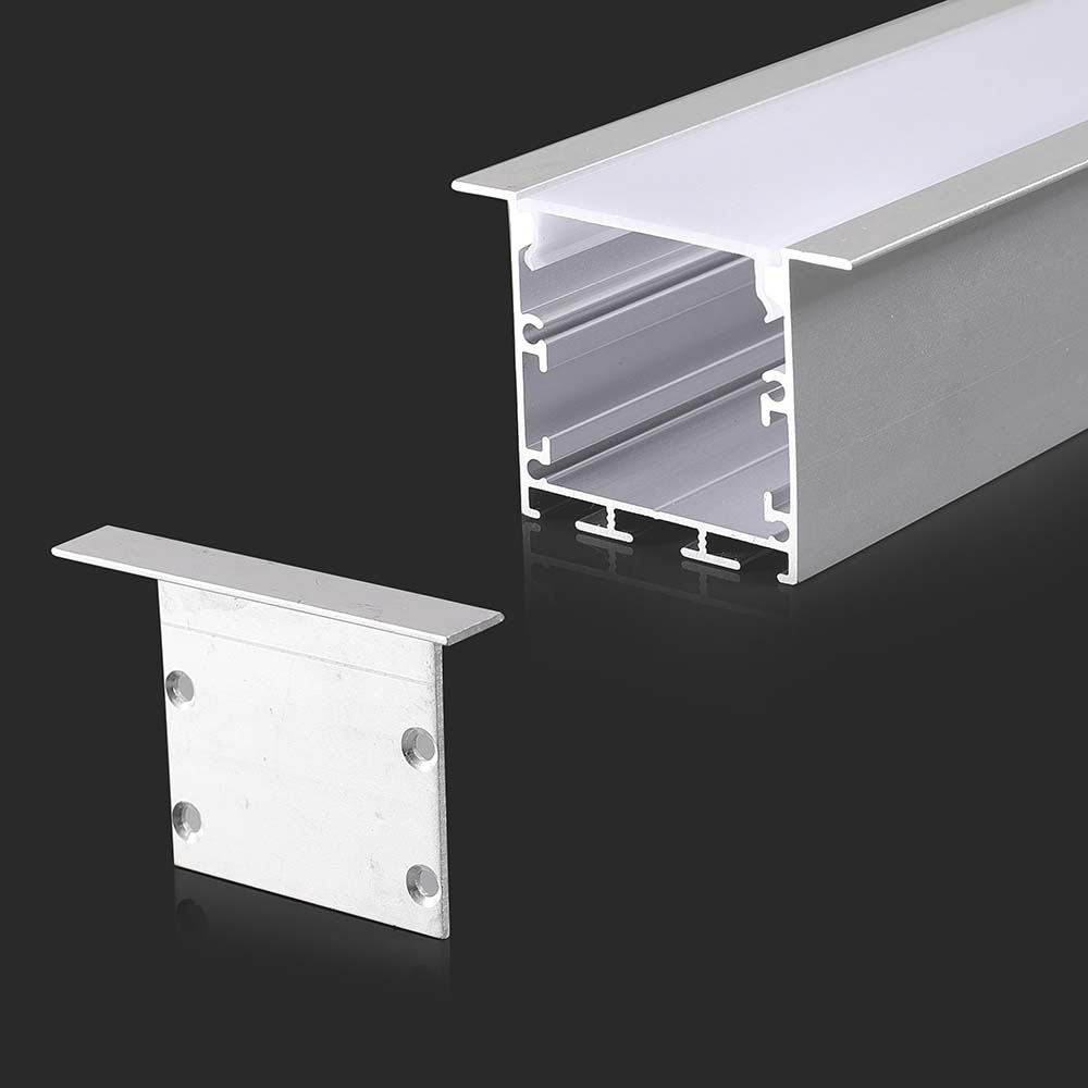 LED aluminijasti profil 2000 x 50x 35 mm bel + pokrov