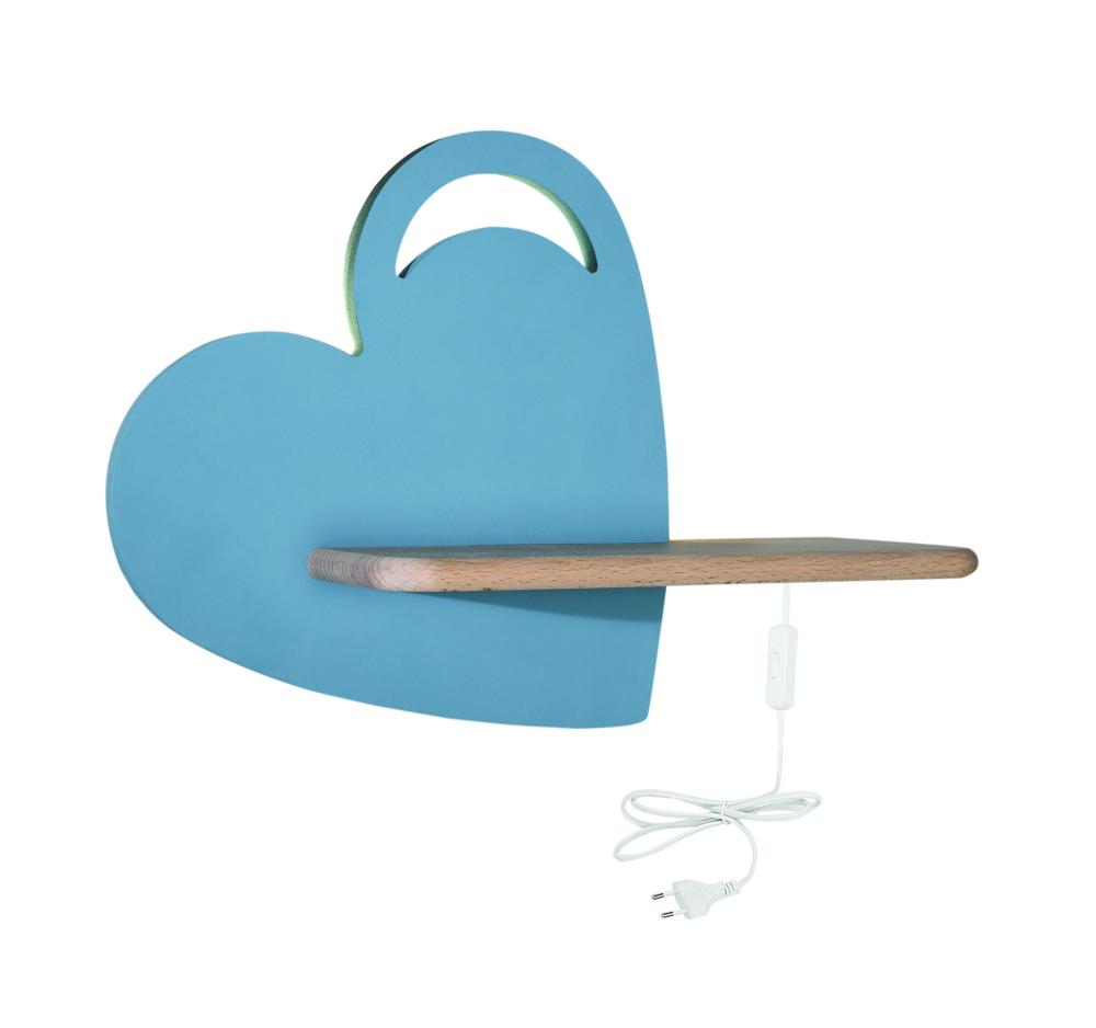 Kids LED wall light Heart with cable